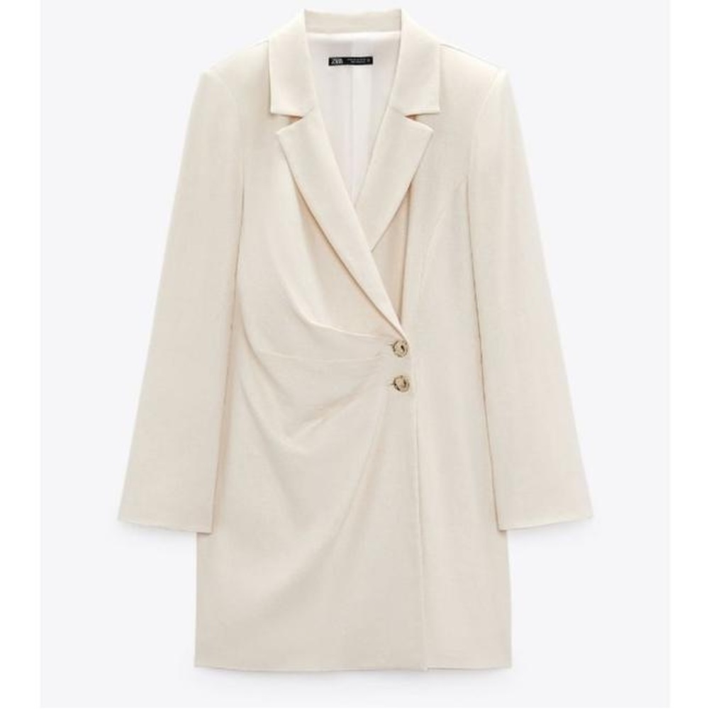 Zara linen blazer dress with gold buttons